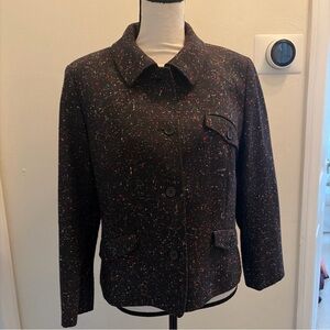 Bernard Zins Black Multi-Colored Speckled Boxy Cut Women's Blazer Made in France